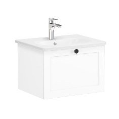 Vitra Root Classic 68778 Lavabo Dolabı, Tek Çekmeceli, 60 Cm, Mat Beyaz, Yuvarlak Lavabolu